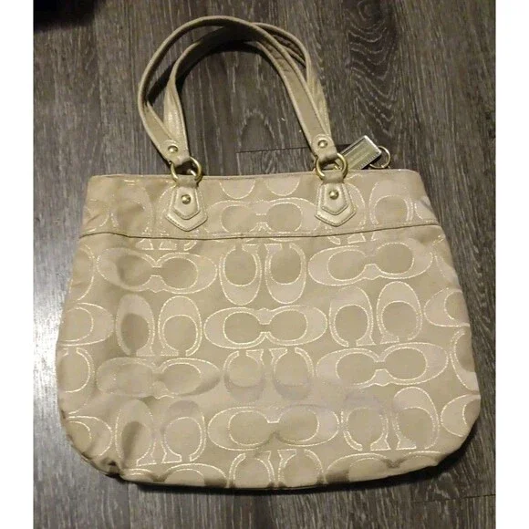 Coach Signature Logo Poppy Lurex Glam Glitter Sateen Tote Bag H1 193 17890 - Picture 6 of 13